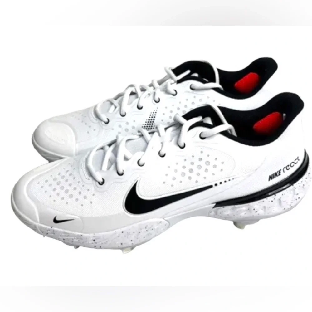New NIKE Alpha Huarache Elite 3 White Black Metal Spikes Baseball Cleats Mens 14